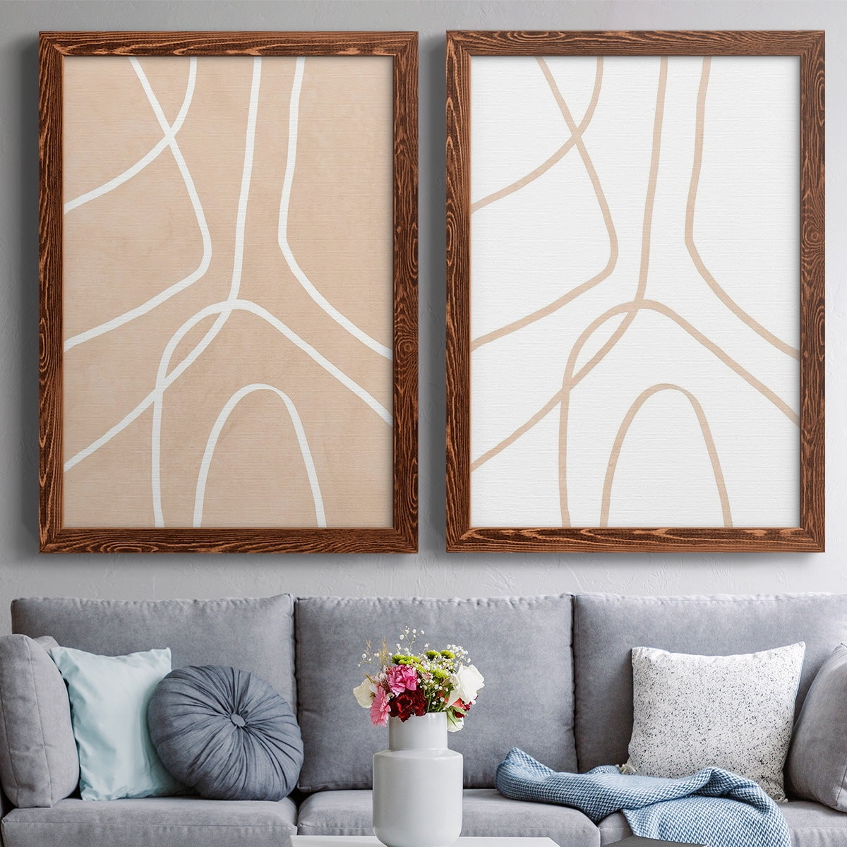 Clean Contour III - Premium Framed Canvas 2 Piece Set - Ready to Hang