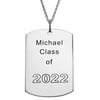 Personalized Men's Sterling Silver or Gold over Silver Engraved Graduation Dog Tag Pendant