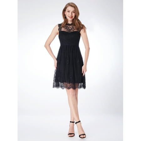Alisa Pan Women's Elegant Short Empire Waist Mother's Day Gift Lacey Cocktail Party Little Black Dresses for Women 04065 US