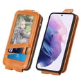 thumbnail image 3 of SaniMore for Samsung Galaxy S22 Magnetic Closure Top & Bottom Flip Wallet Case, Premium PU Leather Cover with Car Mount Card Slot & Adjustable Kickstand Full Body Protective Shell, Brown, 3 of 9