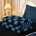 thumbnail image 6 of Manfei Retro Grid Zipper Full Size Comforter Sets with Fitted Sheet and 2 Pillowcases,Vintage Stripes Zipper Bedding Set,Blue Black,Black Reversible,4pcs, 6 of 8