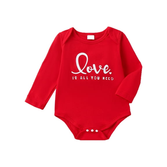 Bagilaanoe Newborn Baby Girl Boy Valentine Rompers LetterPrint Long Sleeve Bodysuits 3M 6M 9M 12M 18M Infant Cute One Piece Jumpsuit