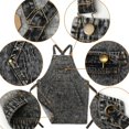 thumbnail image 2 of Delantal Jeanerlor de algodón negro para hombre, talla L a XXL, 2 of 9