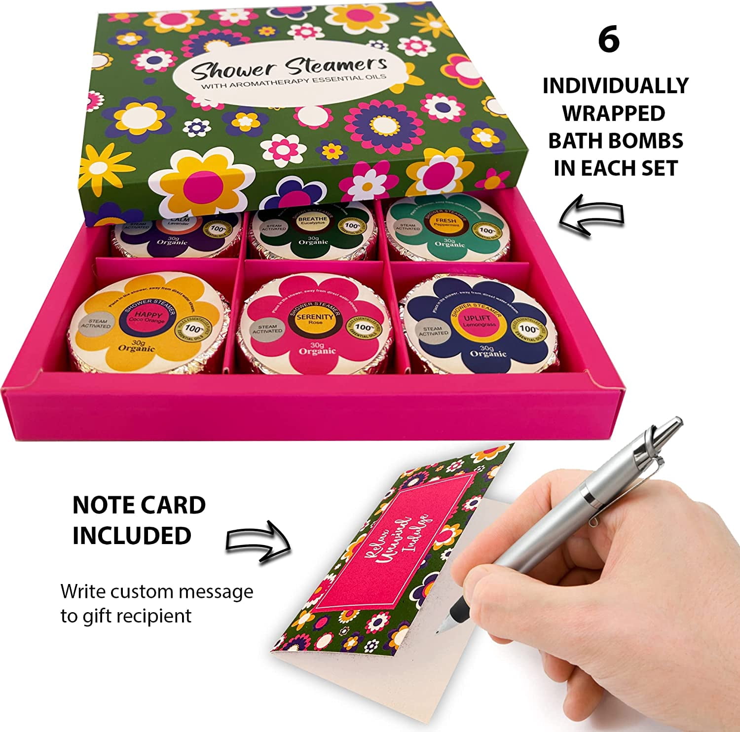Shower Steamers for Women - 24pc Shower Bombs Aromatherapy Gift Set w/Organic Essential Oils. Shower Melts, Selfcare Gifts for Women