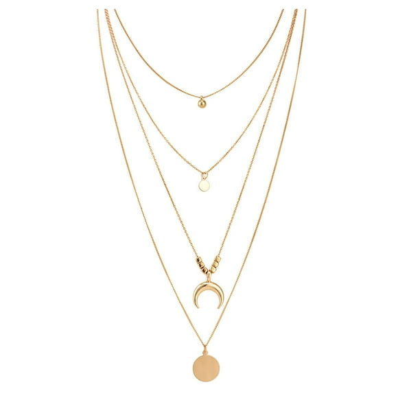 Riforla Bar Layered Necklace Charm Sequins Necklace Gold Pendant Necklace Fashion Jewelry for Women and Girls Gifts Womens Jewelry Gold