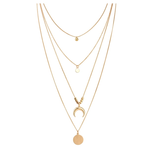 Bar Layered Collar Charm Collar de lentejuelas Collar colgante de oro Joyería de moda para mujeres y niñas regalos