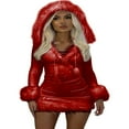 thumbnail image 1 of Robe à Capuche Duveteuse pour Femmes Manches Longues Robe Moulante en Fourrure Robe de Noël en Velours Robe de Père Noël Rouge S, 1 of 8