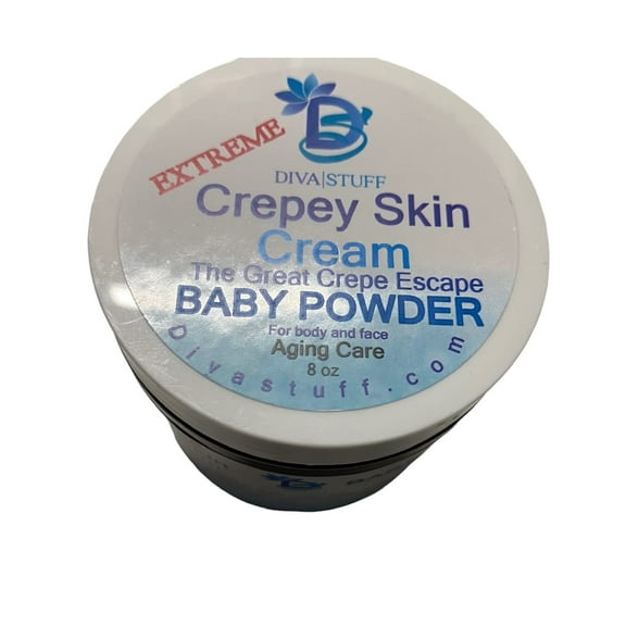 Extreme Crepey Skin Body & Face Cream with Hyaluronic Acid, Alpha Hydroxy and more for Dry & Damaged Skin, 8oz - New Baby Powder Scent