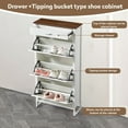 thumbnail image 5 of Narrow Shoe Cabinet with 3 Flip Drawers, Freestanding Shoe Organizer with Drawer, Shoe Storage Cabinet with Metal Handle  for Entryway Living Room, White, 5 of 8
