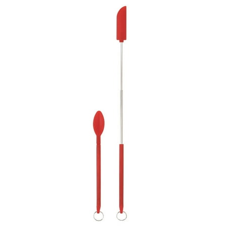 

BBQ Silicone Stretchable Spatula Spoon Set Heat Resistant Safe Material Kitchen Tool for Delicately Pasting Rolls/Cakes Red