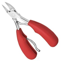 JAYWAYNE Ingrown Toenail Clipper with Curved Tip - Professional Stainless Steel Toe Nail Clippers for Thick Nails, Seniors & Diabetic Foot Care (Red)