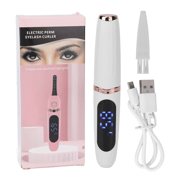 Rizador de pestañas eléctrico portátil con carga USB y control de temperatura inteligente, color blanco