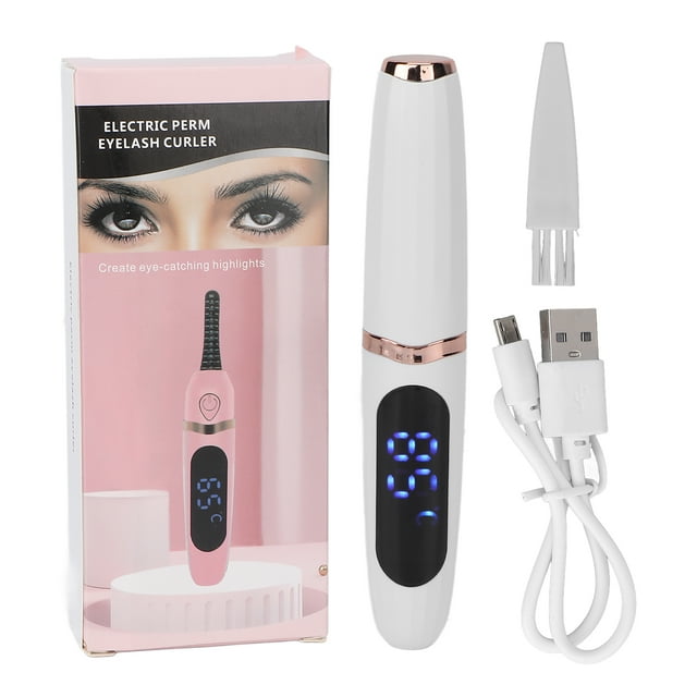 Rizador de pestañas eléctrico portátil con carga USB y control de temperatura inteligente, color blanco