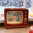 thumbnail image 4 of Globo de nieve navideño con forma de TV, linterna, caja de música iluminada para mesa de fiesta de Navidad Muñeco de nieve rojo, 4 of 7