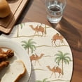 thumbnail image 3 of Date Coconut Tree Round 13 Inch Placemats Set of 8, Desert Camels Botanical Tropical Beige HeatResistant Non Slip Place Mats for Dining Table, Wipeable Braided Kitchen Table Mats for Housewarming, 3 of 9