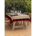thumbnail image 2 of Outdoor Tablecloth with Umbrella Hole and Zipper, Christmas Tree Rectangle Table Cloth 60x84 Inch Waterproof Tablecloth, Green Xmas Tree Red Black Plaid Rustic Picnic Table Cover for Patio Camping, 2 of 7