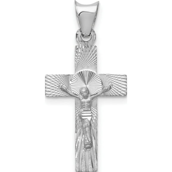 14K White Gold Crucifix Pendant (26 X 13) Made In Mexico k6306