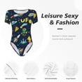 thumbnail image 6 of The Xecao Funny Spaceships Women's Crew Neck Body Suit, a short-sleeved bodysuit and basic swimsuit, both comfort and style for dating and daily life, 6 of 9