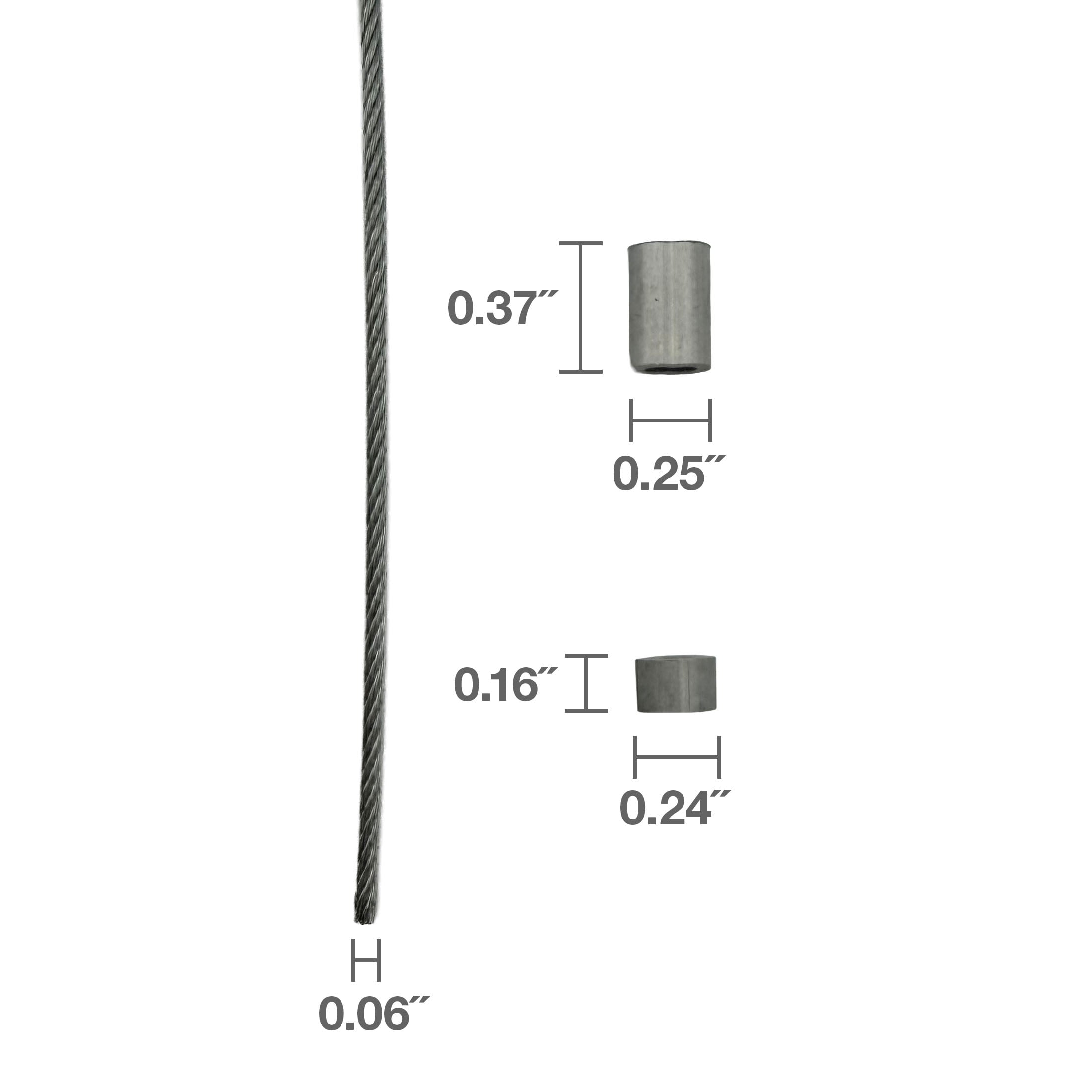 (2 pack) 1/16" Galvanized Wire Rope Kit with Ferrules and Stops, 30', Peerless Chain Company, #4742860