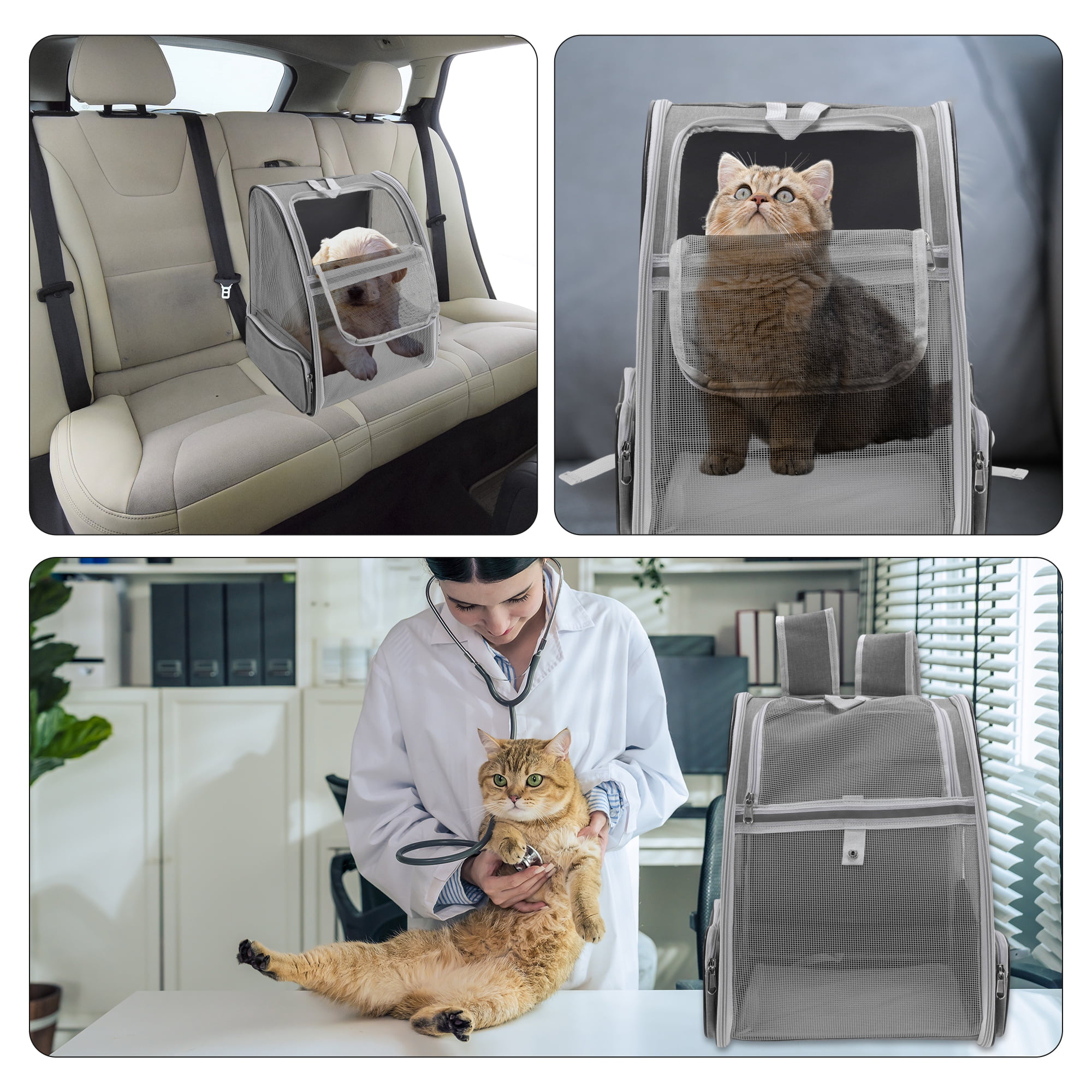 Unique Bargains Breathable Foldable Pet Backpack for Cats and Small Dogs