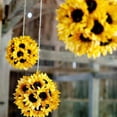 thumbnail image 3 of 24 piezas 9 cm girasoles artificiales Rojo Verde flores de seda falsas flores amarillas planta artificial al aire libre interior para el hogar boda bricolaje, 3 of 5