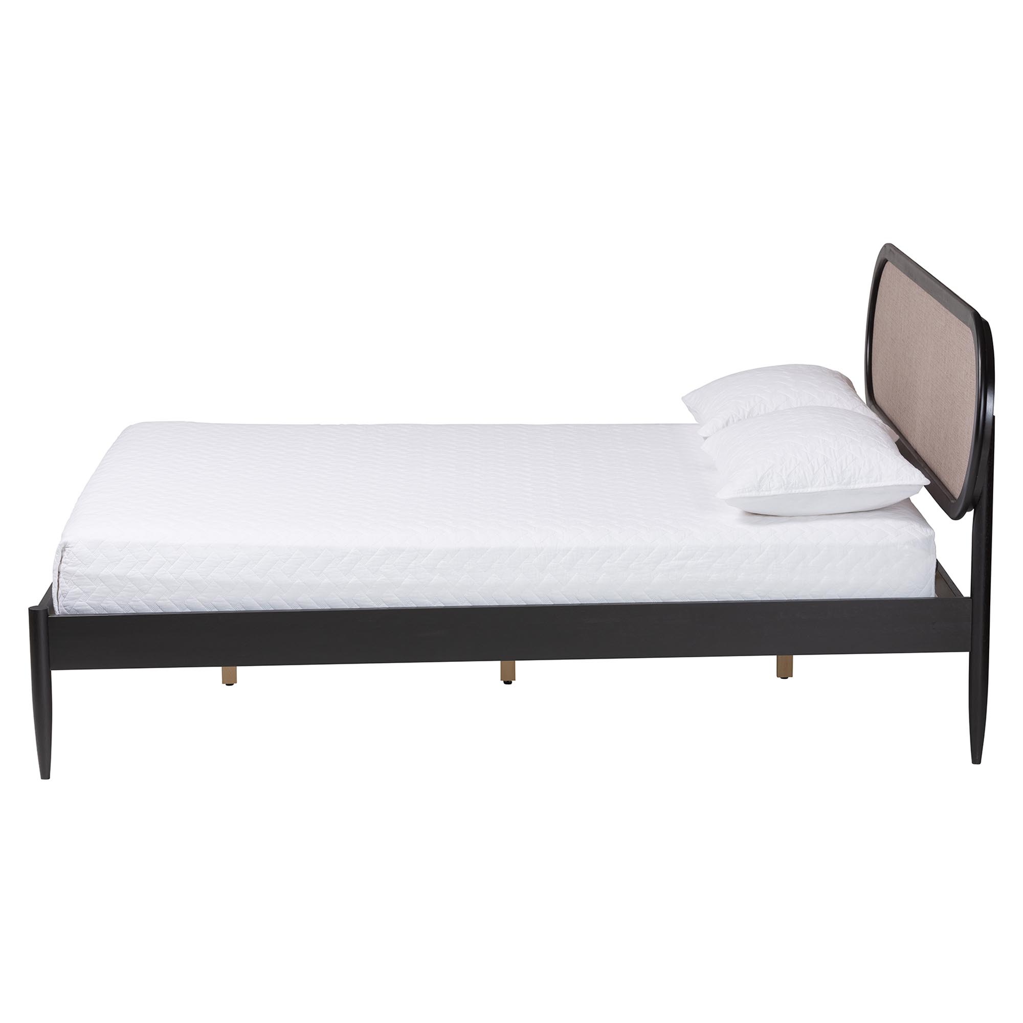 Baxton Studio Shirin Mid-Century Platform Bed, Queen, Beige
