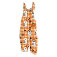 thumbnail image 2 of Halloween Jumpsuits for Women Linen Spaghetti Straps Wide Leg Overalls Print Long Rompers, 2 of 6