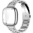thumbnail image 6 of REQO for Fitbit Versa 4/Sense 2 Solid Stainless Steel Wrist Band with Watch Case,for Versa 3/Sense Metal Replacement Straps and Screen Protection Case for Women Men, 6 of 6