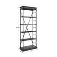thumbnail image 2 of Weston Home Cabana 5 Shelf Wood and Iron X-Back Bookcase, Black, 2 of 7