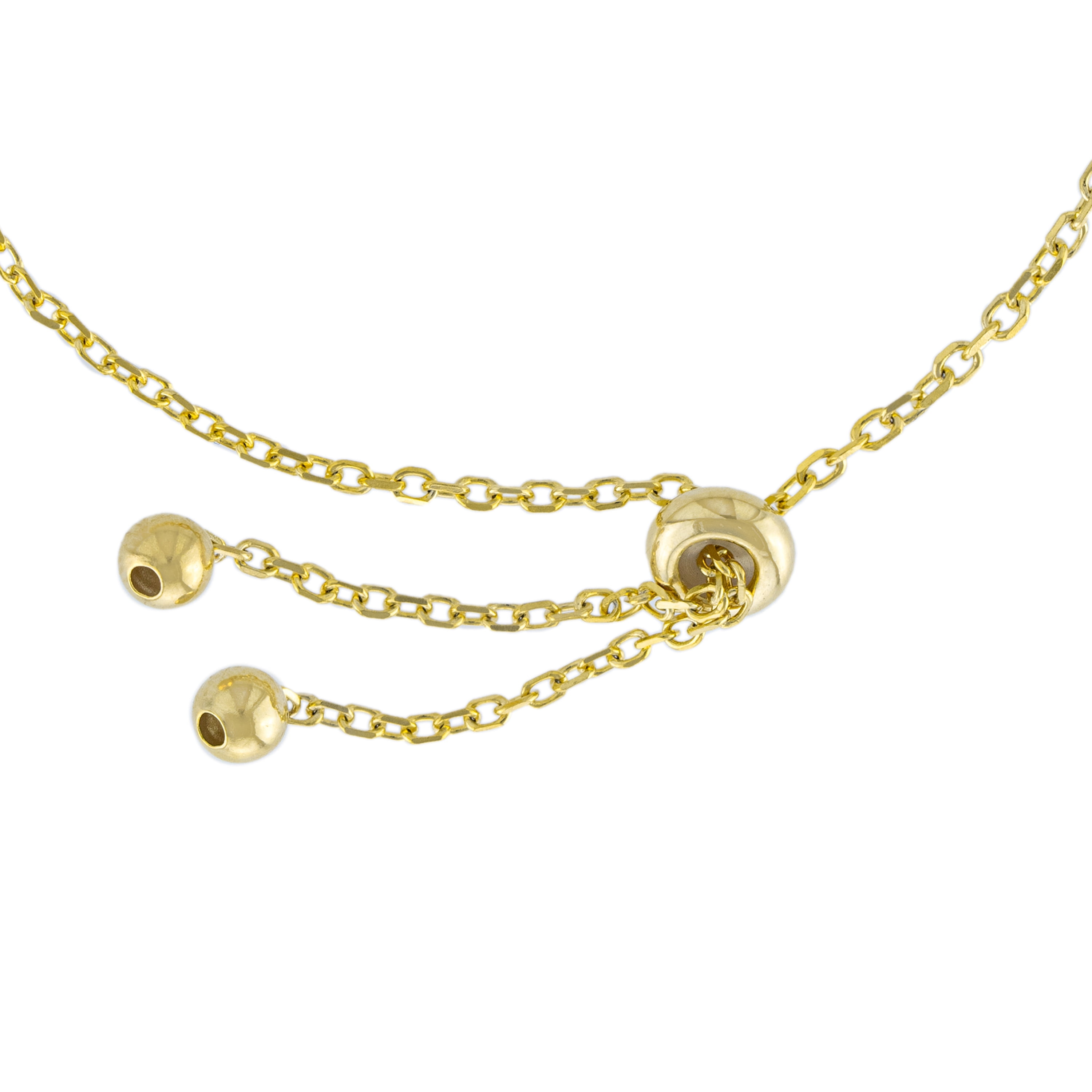 Marisol & Poppy Cubic Zirconia Adjustable Bolo Bracelet In Gold Over Sterling Silver For Women & Teens, Adjustable Up To 9.5"