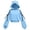 Blue-11, variant on Girls Cropped Cat Ear Hoodie Long Balloon Sleeve Pullover Sweatshirt with Shoulder Lace Up 5-15Y