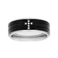 thumbnail image 4 of Mens Stainless Steel 8MM White Diamond Accent Cross Wedding Band, 4 of 5