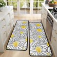 thumbnail image 4 of Kitchen Rugs Sets Of 2,White Daisy Flower Black Lines Pattern Anti Fatigue Kitchen Mat Rugs Non Slip Washable,Decorative Kitchen Floor Mats for Kitchen,Sink,Laundry,17"x47"+17"x47", 4 of 5