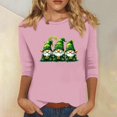thumbnail image 2 of Hauts pour Femmes 2025 Blouses d'Été Mode Imprimé St. Patrick Décontracté Col Rond Manches 7 Pouces Blouses pour Femmes Manches 3/4 Rose m, 2 of 4