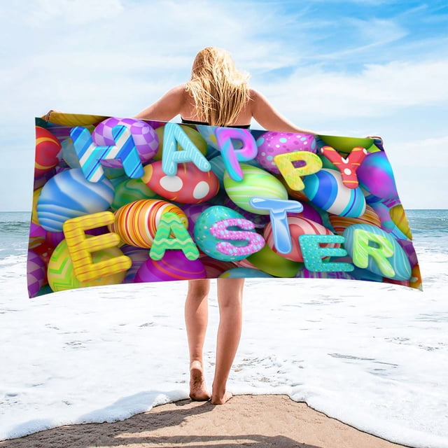 Easter Decorations Microfiber Beach Towel Super Lightweight Colorful Bath Towel Sandproof Beach Blanket Multi-Purpose Towel For Travel Swimming Pool 30x60 Inch