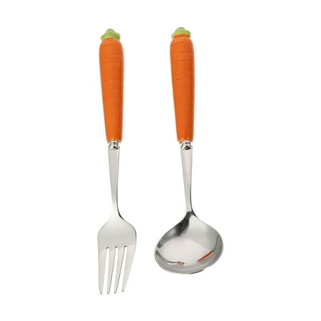 

2Pcs Baby Tableware Stainless Steel Fork Spoon Portable Infant Tableware