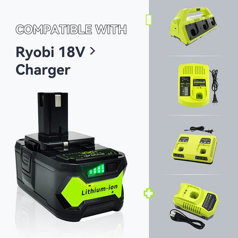 2 Packs 6.0Ah High Capacity P108 Replacement Battery Compatible with Ryobi  18V Lithium Ion Battery P102 P103 P104 P105 P107 P108 for 18-Volt ONE+ Plus  Power Tool