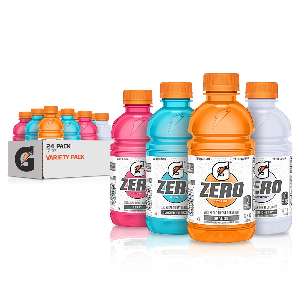 (24 Bottles) Gatorade Zero Thirst Quencher, 4 Flavor Variety Pack, 12