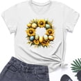 thumbnail image 4 of Hfnxid Eggs Graphic Tees for Women Funny Sunflower Printed Short Sleeve Shirt Lemon Flower Crew Neck Top Lightweight Breathable Vacation T-shirt Multicolor L, 4 of 5