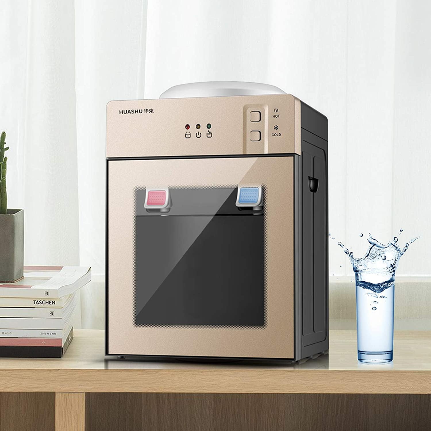 Freestanding Hot and Cold Water Cooler Dispenser Automatic Drinking Machine Champagne Gold