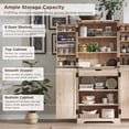 thumbnail image 3 of Ataucjin Kitchen Pantry With Rattan Doors, 72" inch Storage Cabinet With Organizer, Drawer And Adjustable Shelves, Wood Cupboard For Kitchen, Dining Room, Bathroom And Hallway, Natural Oak, 3 of 6