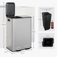 thumbnail image 3 of Garvee 15.85 Gallon Stainless Steel Double Trash Can with Lid, Step-on Recycling Bin, Silver, 3 of 6
