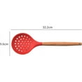 thumbnail image 5 of NAMZI Non-Stick Silicone Kitchen Utensils,Cooking Strainer Wooden Handle Colander Spoon Skimmer Strainer BPA Free for Baking & Serving Pink 12.68" x 3.78", 5 of 5