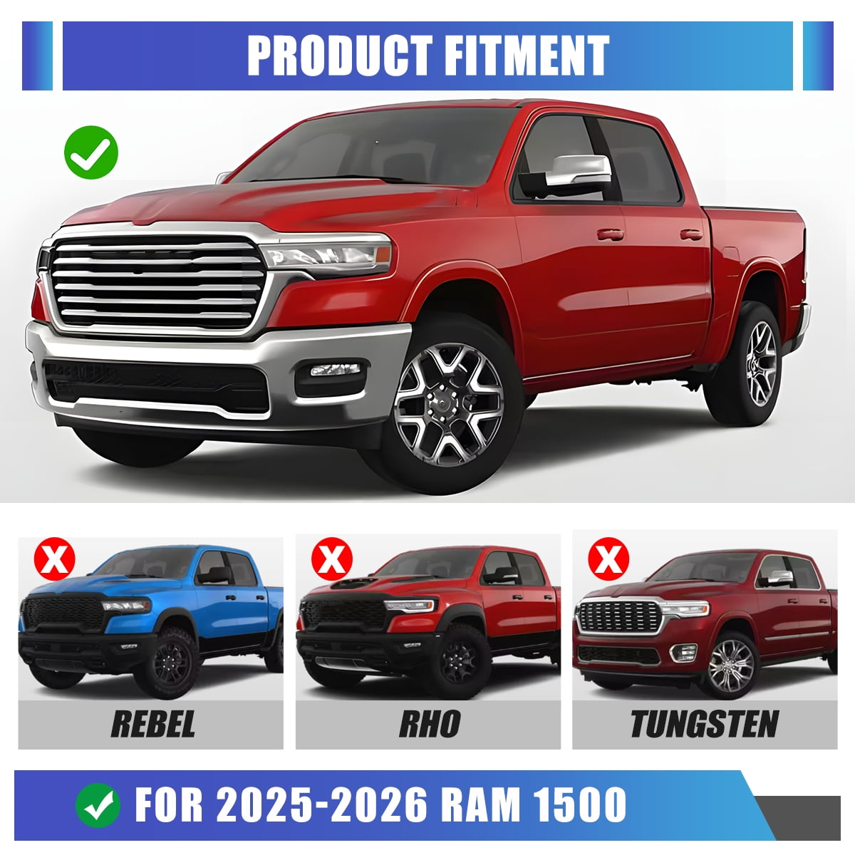 Front Bumper for 2025 Ram 1500,Heavy Duty Steel Full Width Front Bumper with Side Wings A & Bull Bar A & Winch Plate