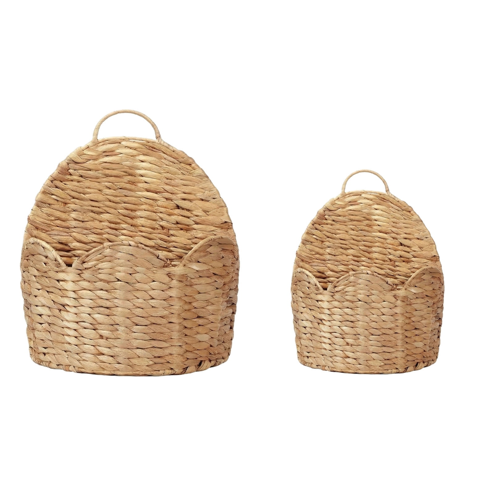 2PC Hanging Planter Basket, Water Hyacinth Woven Wall Basket for Front Door Decor, Handmade Wicker Storage Organizer for Flowers, Mail, Farmhouse Garden Home Decor