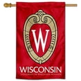 thumbnail image 2 of College Flags & Banners Co. UW Badgers Crest Logo Two Sided House Flag, 2 of 4