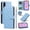 Blue, variant on For Samsung Galaxy A37 5G Wallet Grid Texture Magnetic Flip Cover Card Holder & Bills Slot, Soft PU Leather Magnetic For Women Wallet Case With Detachable Shoulder Strap And Wrist Strap,Purple