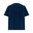 thumbnail image 6 of SAFUNY Women's Short Sleeve V Neck Button Front Blouse Lightweight Relaxed Summer Daily Casual Top Navy S, 6 of 8