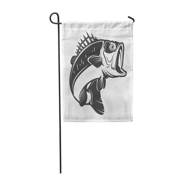 KDAGR Black Bass Fish for Label Emblem Sign Brand Mark Fishing Garden Flag Decorative Flag House Banner 28x40 inch
