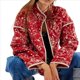 thumbnail image 1 of Chaqueta Acolchada Corta con Estampado Floral Vintage para Mujer, Chaqueta Corta Abierta Al Frente, Ropa de Abrigo Impresión Roja S, 1 of 3